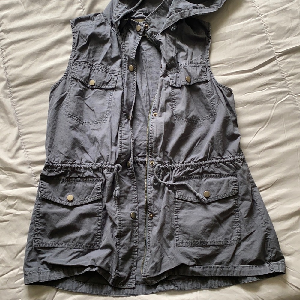 Blue hooded vest